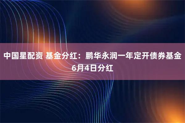 中国星配资 基金分红：鹏华永润一年定开债券基金6月4日分红