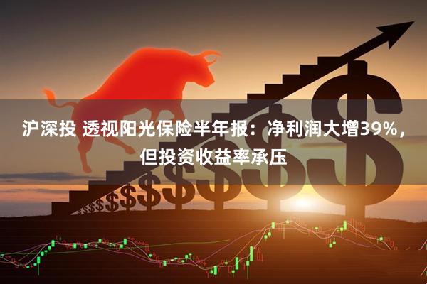 沪深投 透视阳光保险半年报：净利润大增39%，但投资收益率承压